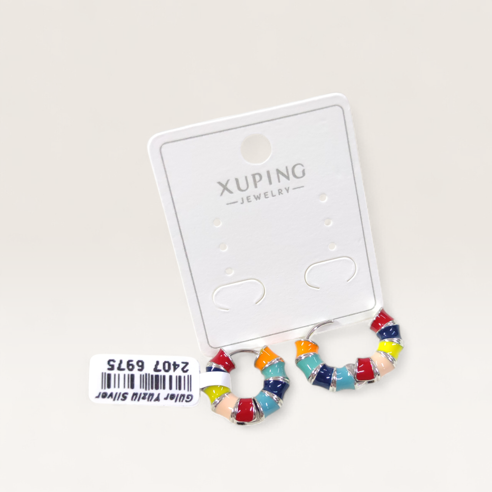 XUPING 8 MM RENKLİ MİNELİ BOMBELİ HALKA KÜPE BEYAZ