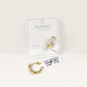 XUPING TAŞLI DETAY 12 MM HALKA KÜPE GOLD