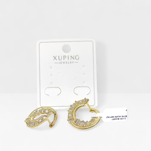 XUPING 2 CM BAGET TAŞLI ABİYE KÜPE BEYAZ