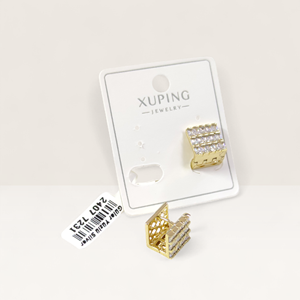 XUPING 11 MM KALIN BAGET TAŞLI KARE 7 MM HALKA KÜPE GOLD