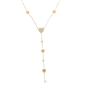 ÇELİK Y KALP KOLYE GOLD 40+5 CM