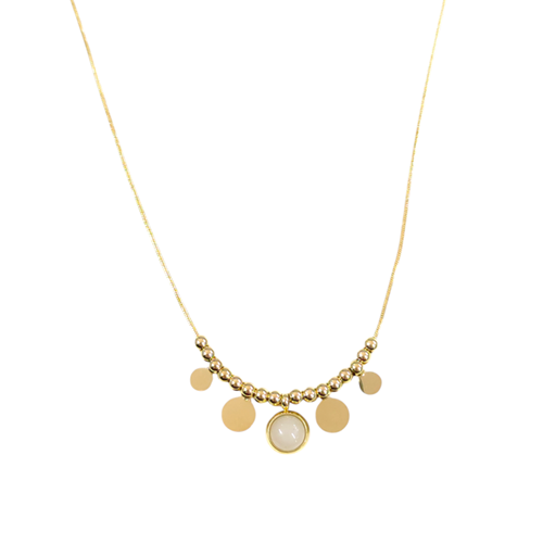 ÇELİK SALLANTILI PUL TOP KOLYE GOLD 40+5 CM