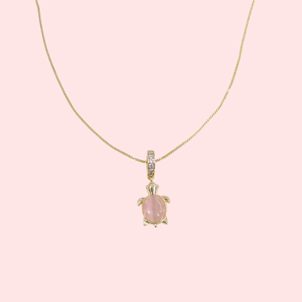 XUPING 17 MM PEMBE KAPLUMBAĞA KOLYE 45 CM GOLD