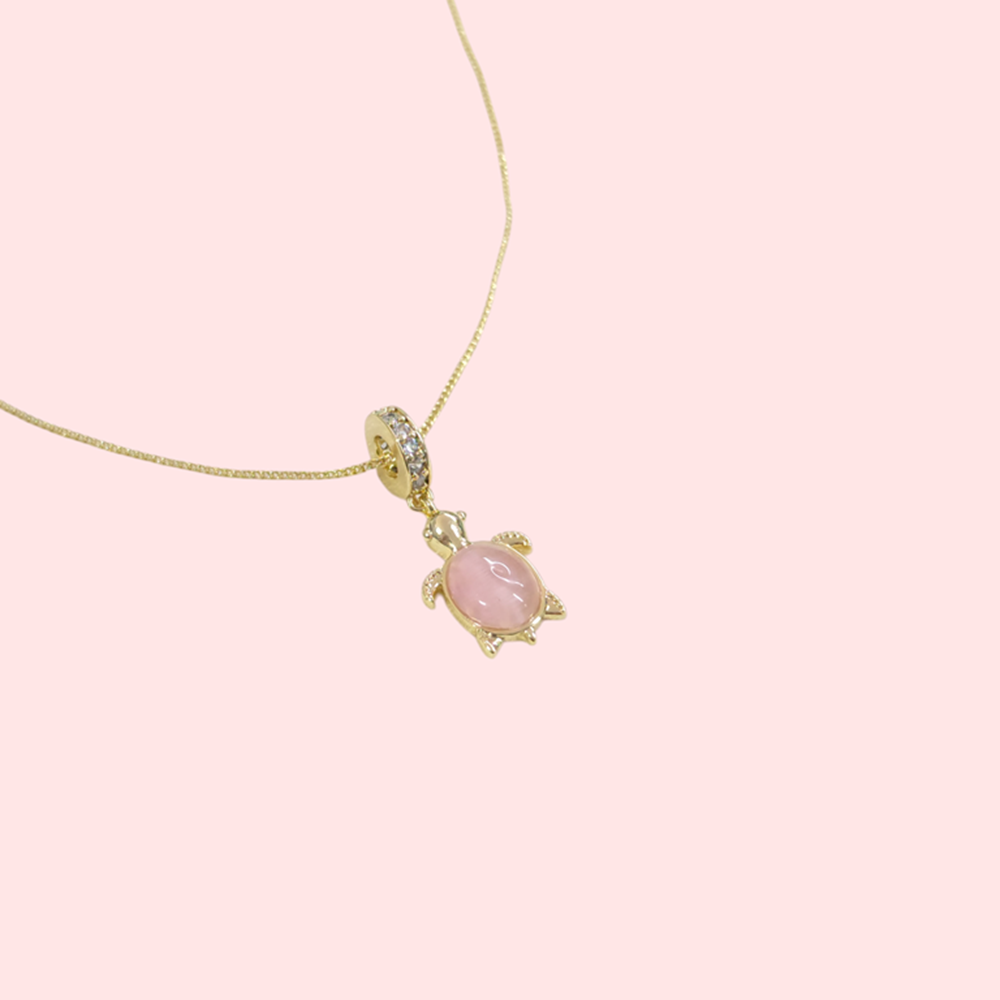 XUPING 17 MM PEMBE KAPLUMBAĞA KOLYE 45 CM GOLD