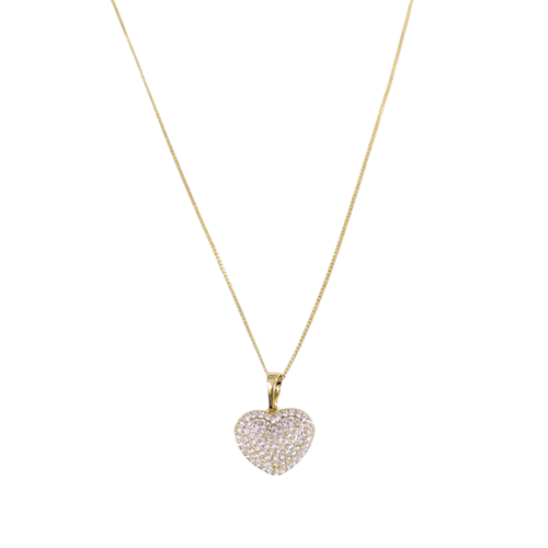 XUPING 17 MM TAŞLI KALP KOLYE 45 CM GOLD