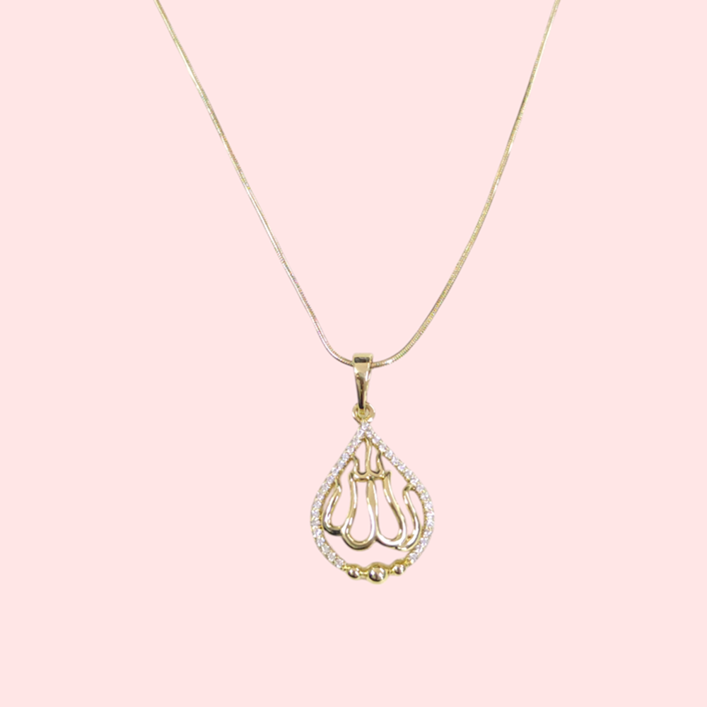 XUPING 2 CM DAMLA MODELİ ALLAH LAFZI KOLYE 50 CM GOLD