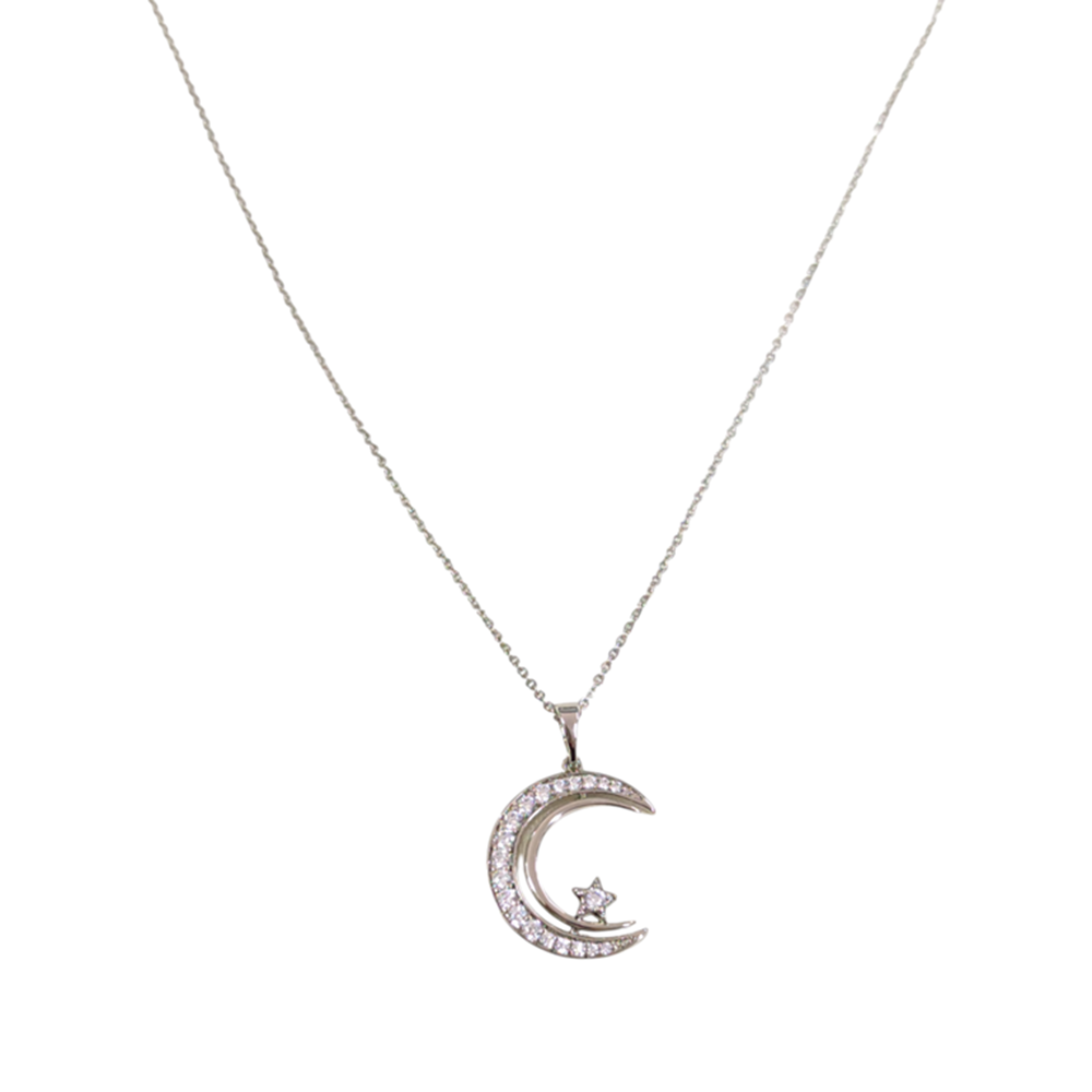 XUPING 2 CM HİLAL AY YILDIZ KOLYE 45 CM BEYAZ