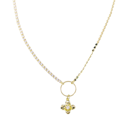 ÇELİK ÇİÇEK SU YOLU DETAYLI KOLYE 40+5 CM GOLD