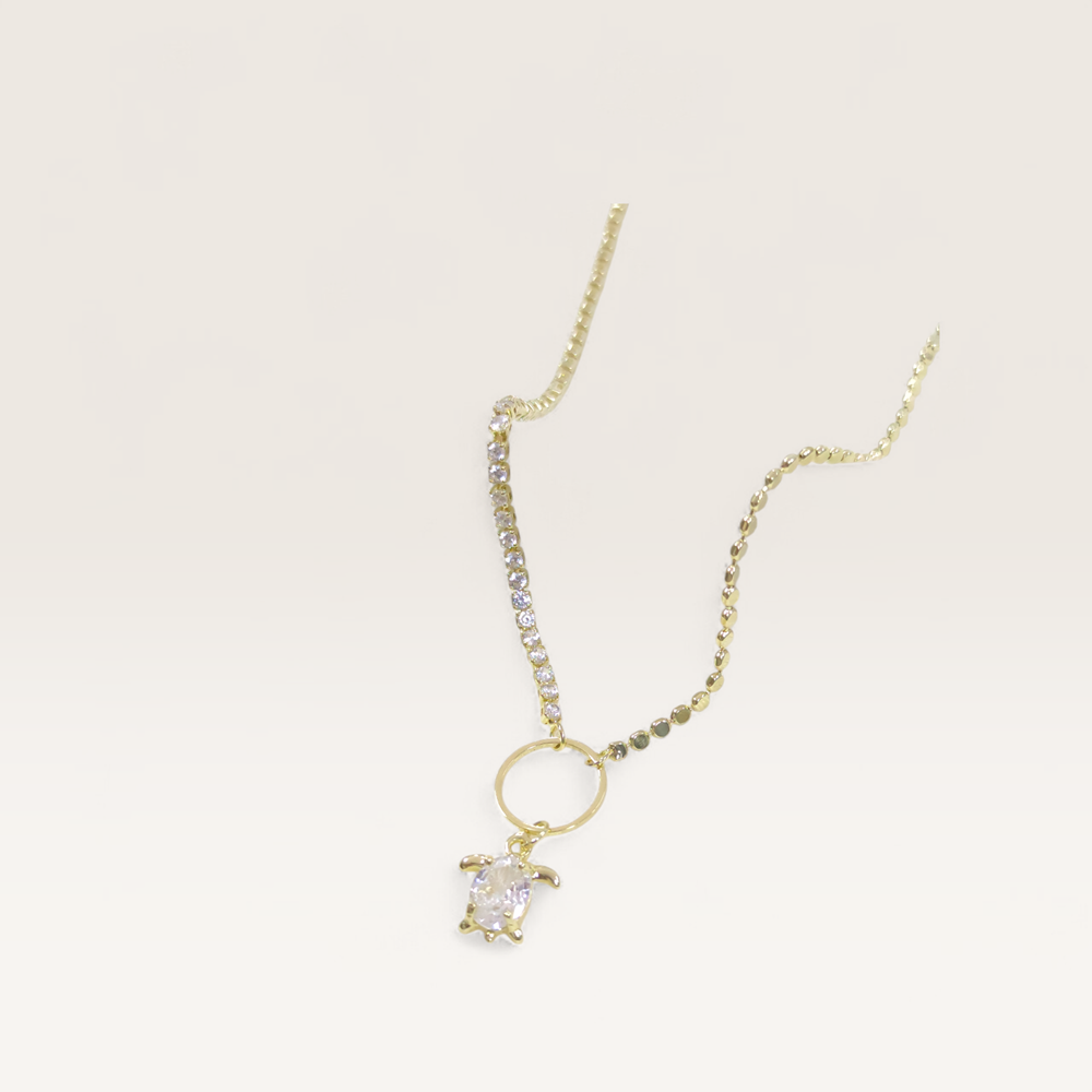 ÇELİK KAPLUMBAĞA SU YOLU DETAYLI KOLYE 40+5 CM GOLD