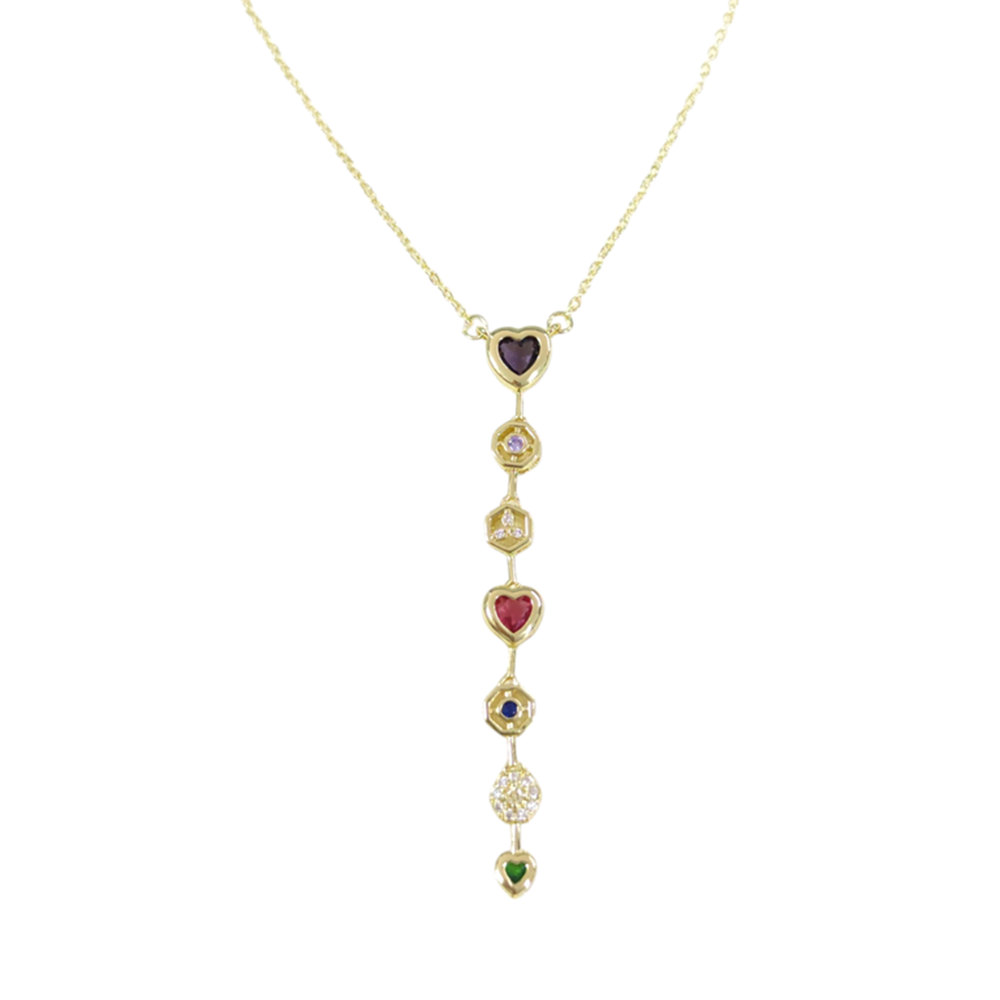 ÇELİK RENKLİ KALP Y KOLYE 40+5 CM GOLD