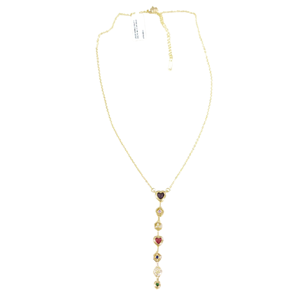 ÇELİK RENKLİ KALP Y KOLYE 40+5 CM GOLD