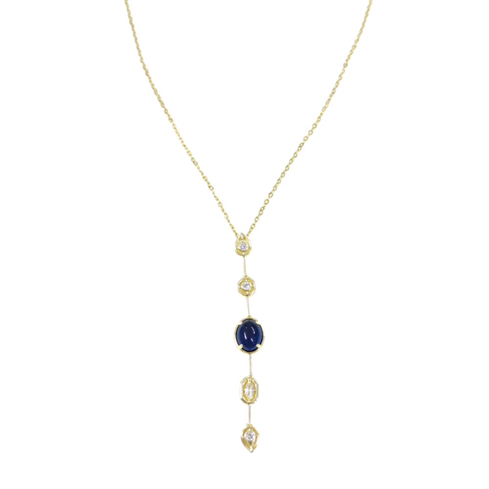 ÇELİK LACİ TAŞLI Y KOLYE 40+5 CM GOLD