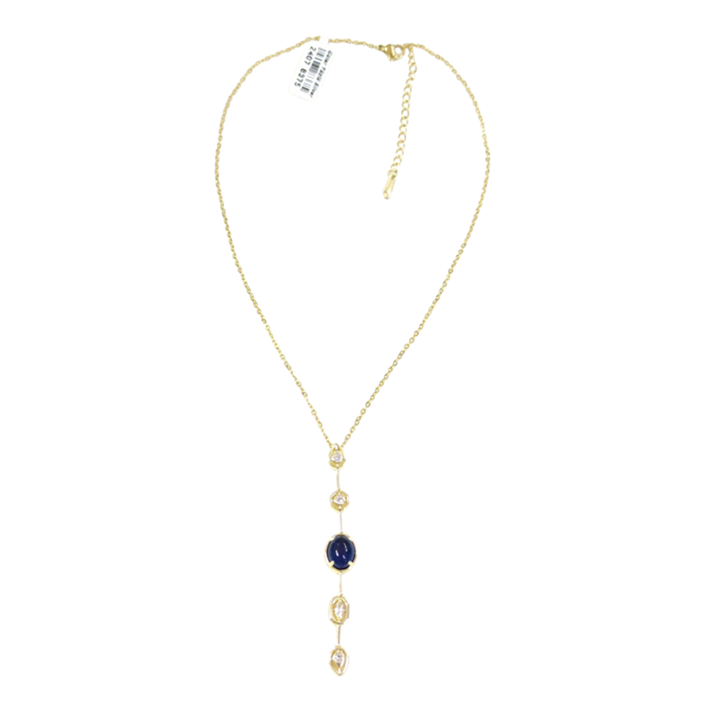 ÇELİK LACİ TAŞLI Y KOLYE 40+5 CM GOLD