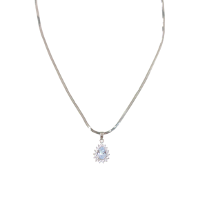 ÇELİK 13 MM DAMLA YASSI ZİNCİRLİ KOLYE 40+5 CM BEYAZ