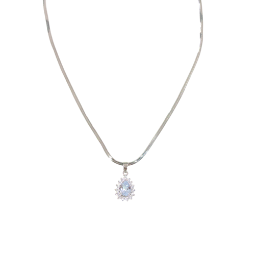 ÇELİK 13 MM DAMLA YASSI ZİNCİRLİ KOLYE 40+5 CM BEYAZ