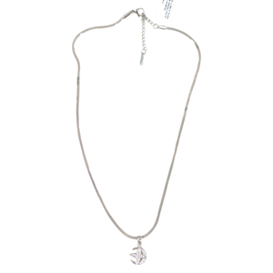 ÇELİK 12 MM AY YILDIZ YASSI ZİNCİRLİ KOLYE 40+5 CM BEYAZ