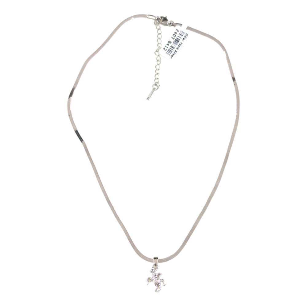 ÇELİK 12 MM ATLI YASSI ZİNCİRLİ KOLYE 40+5 CM BEYAZ