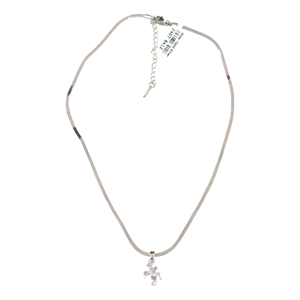 ÇELİK 12 MM ATLI YASSI ZİNCİRLİ KOLYE 40+5 CM BEYAZ