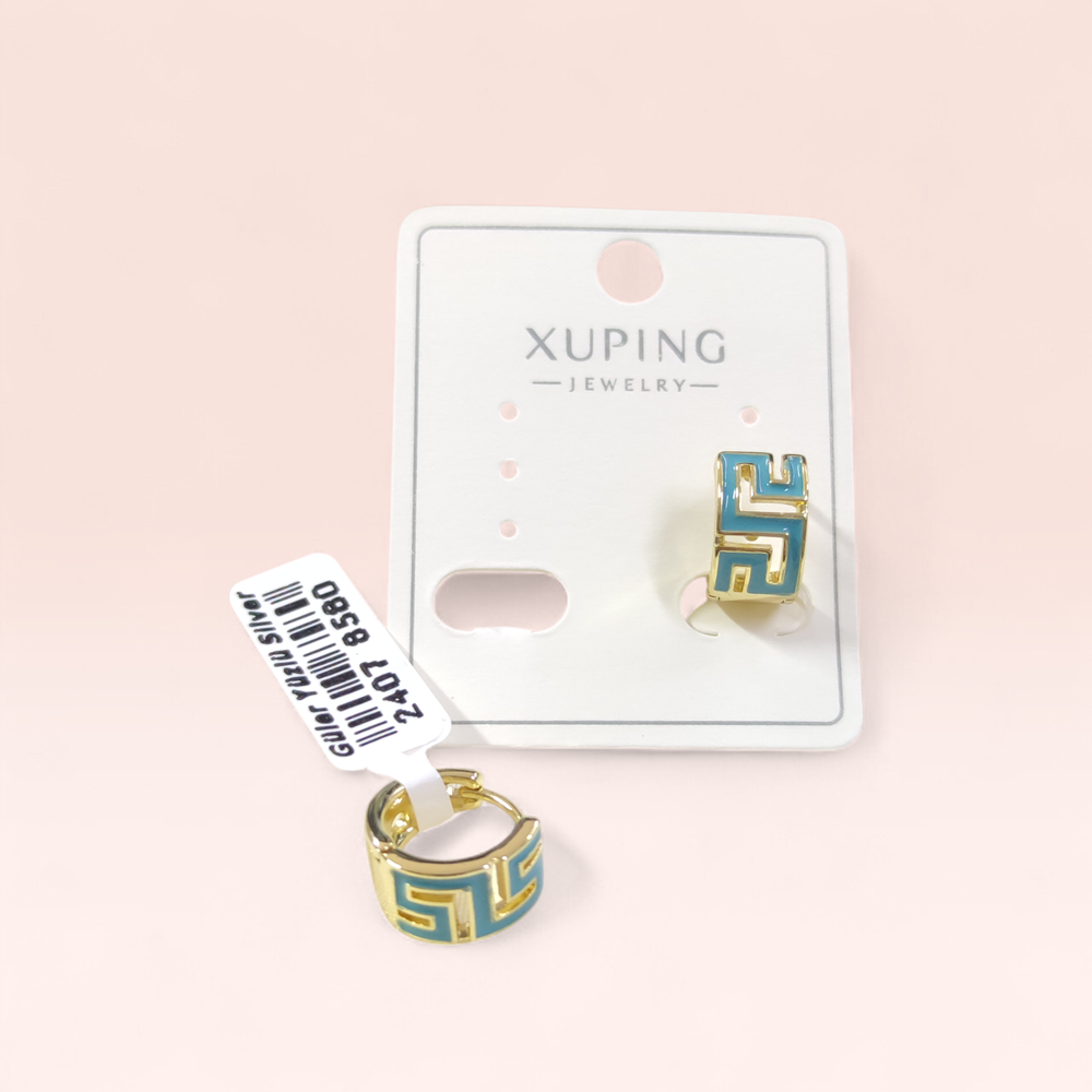 XUPING 10 MM MAVİ MİNE LABİ HALKA KÜPE GOLD