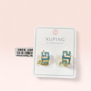 XUPING 10 MM MAVİ MİNE LABİ HALKA KÜPE GOLD