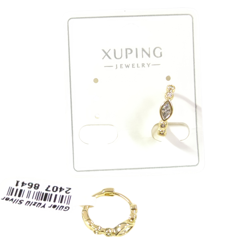 XUPING 10 MM MEKİK TAŞLI HALKA KÜPE GOLD