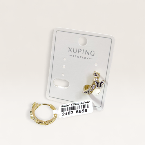 XUPING 12 MM KELEBEK MİNELİ HALKA KÜPE GOLD