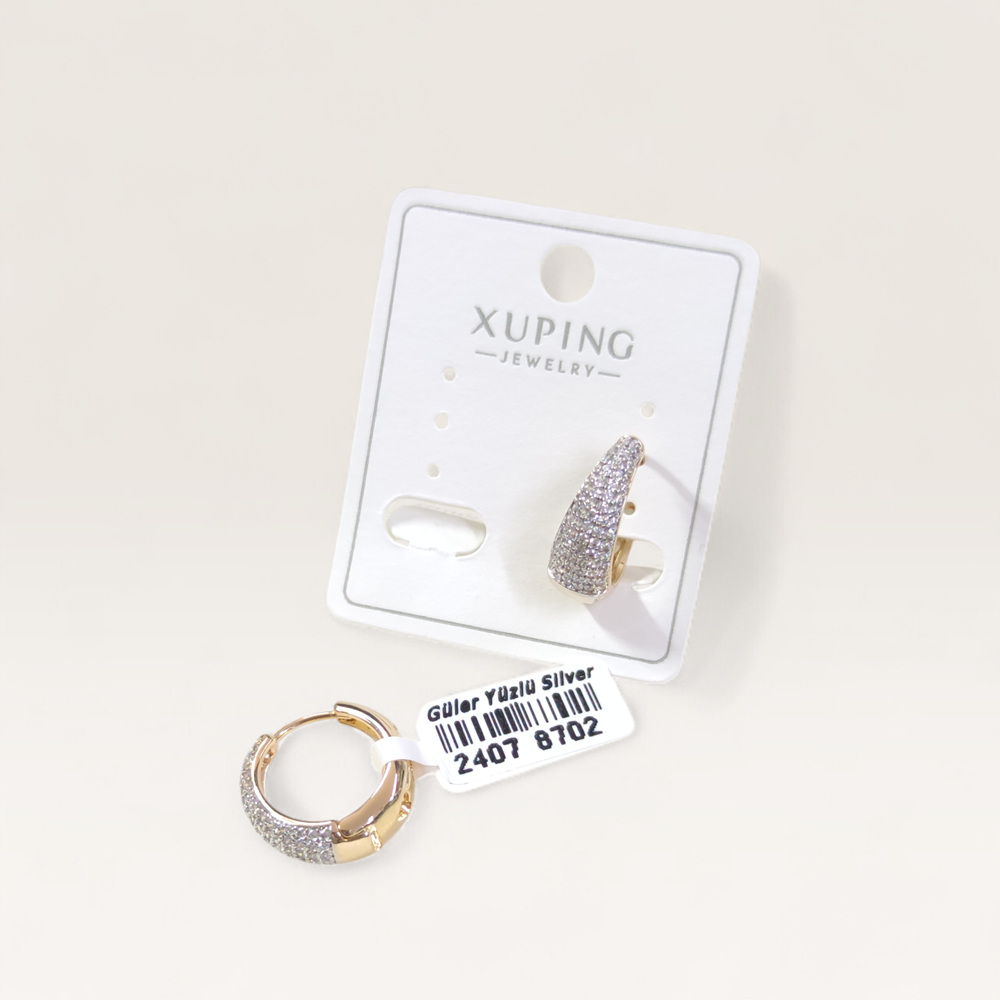 XUPING 13 MM BEYAZ TAŞLI KÜPE ROSE