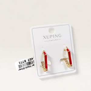 XUPING 10 MM KIRMIZI MİNELİ OVAL HALKA KÜPE ROSE