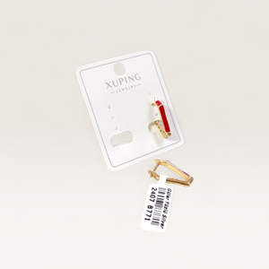 XUPING 10 MM KIRMIZI MİNELİ OVAL HALKA KÜPE ROSE