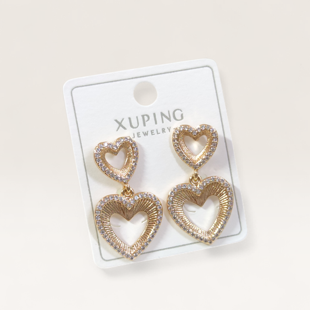 XUPING 30 MM SALLANTILI KALP ÇİVİ KÜPE ROSE