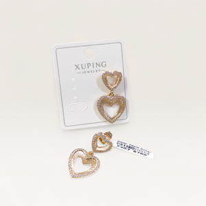 XUPING 30 MM SALLANTILI KALP ÇİVİ KÜPE ROSE