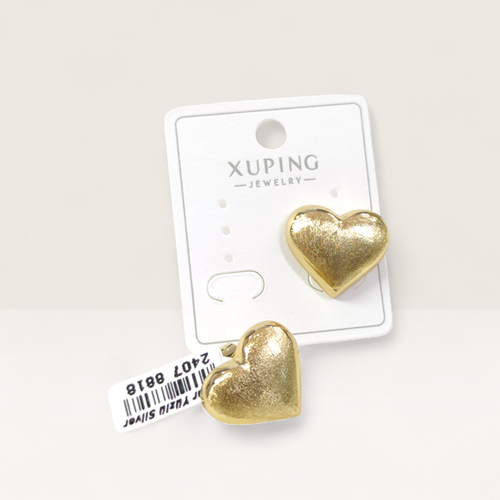 XUPING 20 MM BROSELİ KALP ÇİVİ KÜPE GOLD
