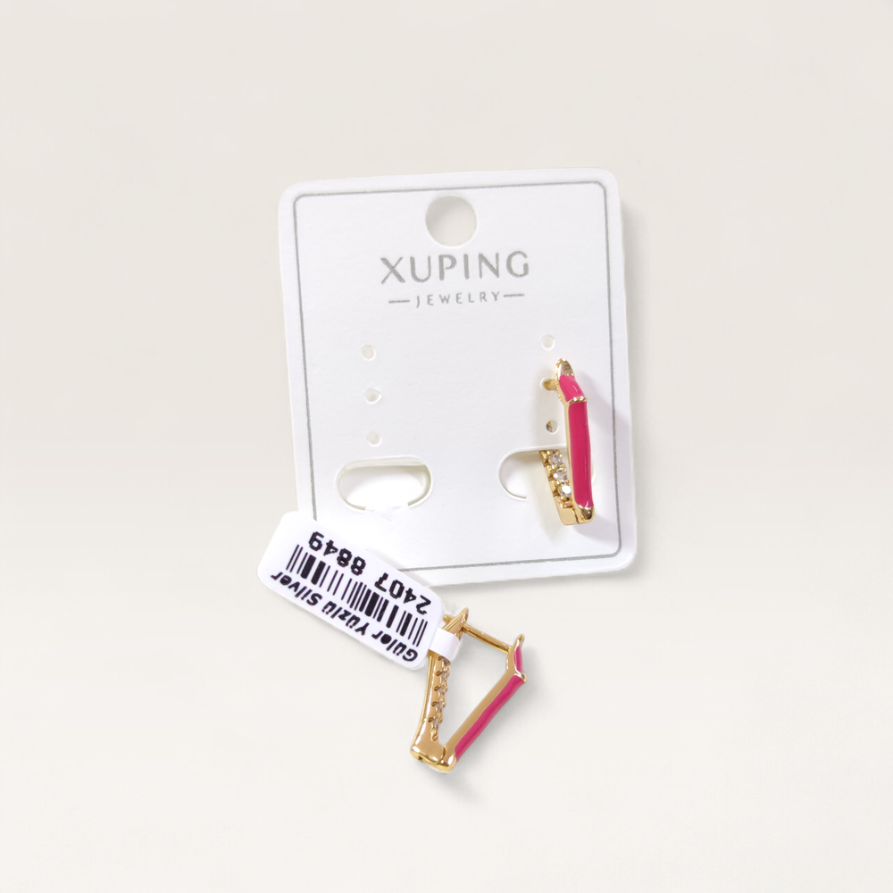 XUPING 10 MM PEMBE MİNELİ OVAL HALKA KÜPE ROSE