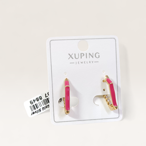 XUPING 10 MM PEMBE MİNELİ OVAL HALKA KÜPE ROSE