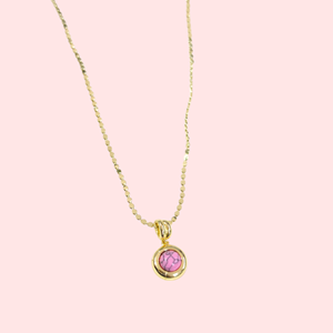 ÇELİK YUVARLAK PEMBE KOLYE 60 CM