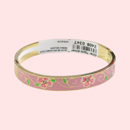 ÇELİK 58 MM PEMBE ÇİÇEK MİNELİ BİLEZİK