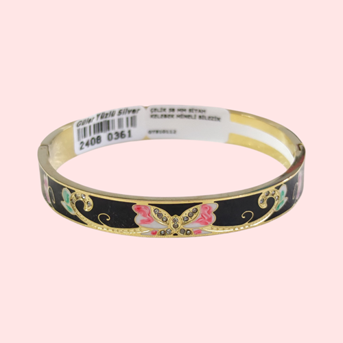 ÇELİK 58 MM SİYAH KELEBEK MİNELİ BİLEZİK