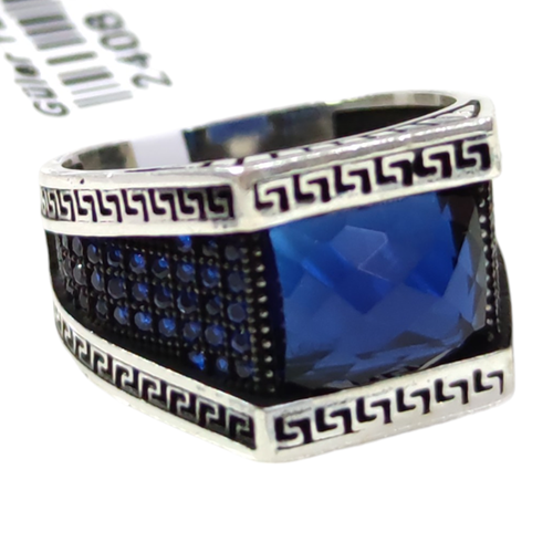 MAVİ TAŞLI GÜMÜŞ ERKEK YÜZÜK