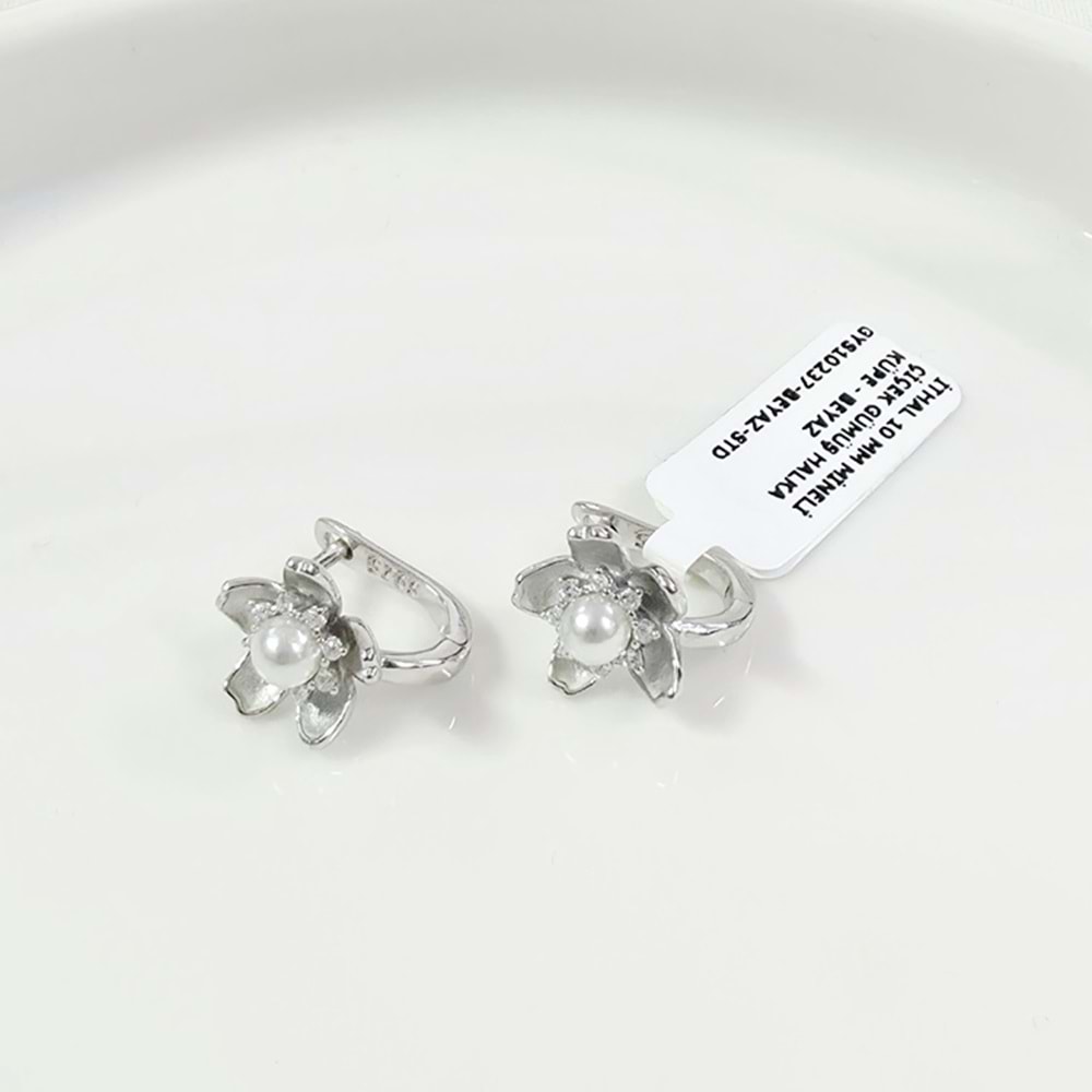 İTHAL 10 MM MİNELİ ÇİÇEK GÜMÜŞ HALKA KÜPE