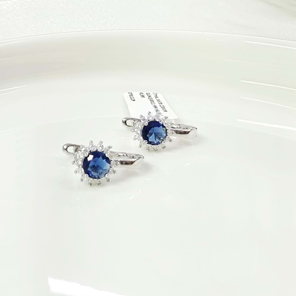 İTHAL SAFİR ZİRKON GÜMÜŞ 8X11 MM HALKA J KÜPE