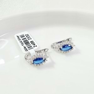 İTHAL SAFİR ZİRKON MEKİK GÜMÜŞ 8X11 MM HALKA J KÜPE