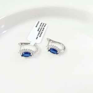 İTHAL SAFİR ZİRKON MEKİK GÜMÜŞ 8X11 MM HALKA J KÜPE