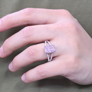 MOZANAYT PEMBE TAŞLI 10 MM BAGET GÜMÜŞ YÜZÜK