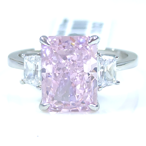 MOZANAYT PEMBE TAŞLI 11 MM BAGET GÜMÜŞ YÜZÜK