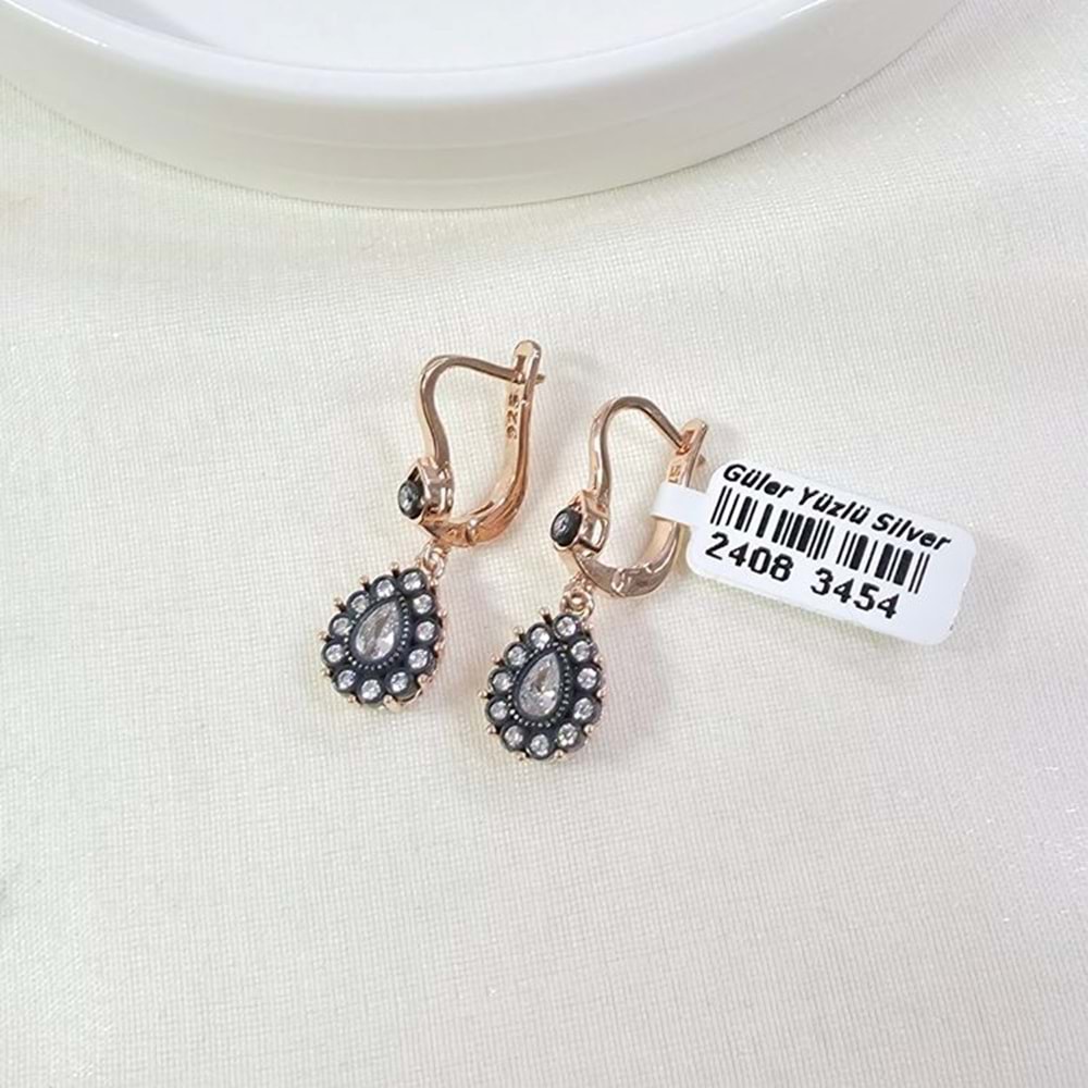 ELMAS MONTÜRLÜ 12 MM DAMLA GÜMÜŞ KÜPE