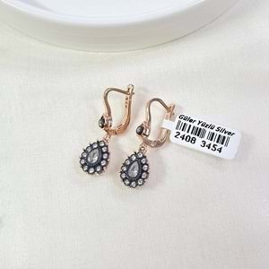 ELMAS MONTÜRLÜ 12 MM DAMLA GÜMÜŞ KÜPE