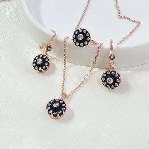 ELMAS MONTÜRLÜ 12 MM ÇİÇEK GÜMÜŞ ÜÇLÜ SET