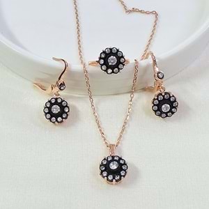 ELMAS MONTÜRLÜ 12 MM ÇİÇEK GÜMÜŞ ÜÇLÜ SET