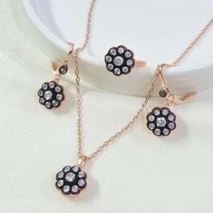 ELMAS MONTÜRLÜ 13 MM ÇİÇEK GÜMÜŞ ÜÇLÜ SET