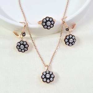 ELMAS MONTÜRLÜ 13 MM ÇİÇEK GÜMÜŞ ÜÇLÜ SET
